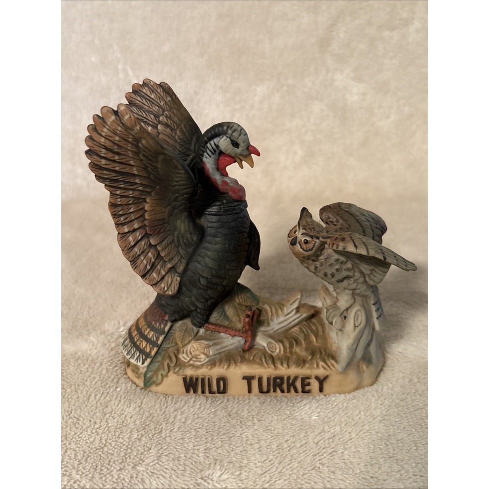 Austin Nichols Wild Turkey & Owl decanter 1985 Vtg Rare w/Original Box FLAW